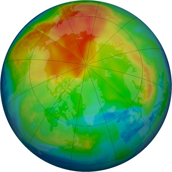Arctic ozone map for 31 December 2001